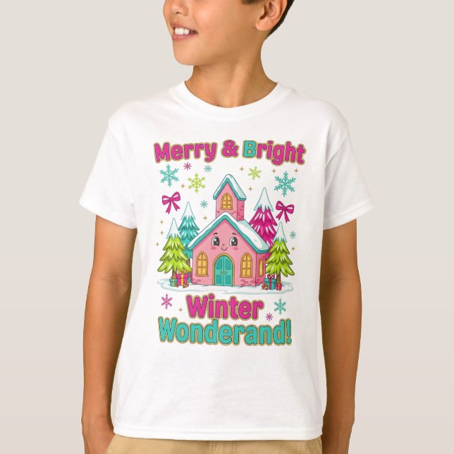 Camiseta "Magia de la Aldea Navideña Rosa" (Anverso)