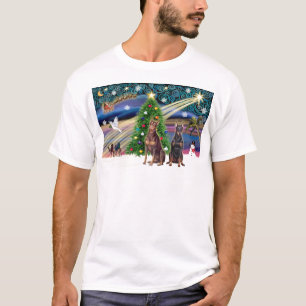 Camiseta Magia de Navidad-Pareja de Doberman