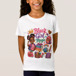 Camiseta Magia de Niña Negra Escuela Empoderamiento