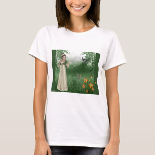 Camiseta Magia Elf en campo de hierba con colibríes