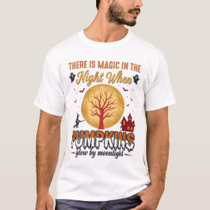 Camiseta Magia en la Noche Calabazas de Halloween Diseño Vi