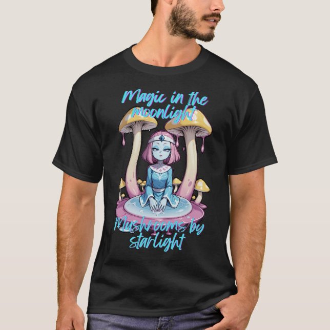Camiseta "Magia en los hongos de la luna por Starlight Psy (Anverso)