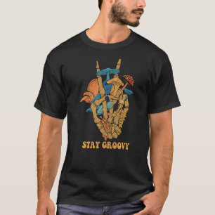Camiseta Magia Psilocybin Mushrooms Skull Peace Sign Hand S