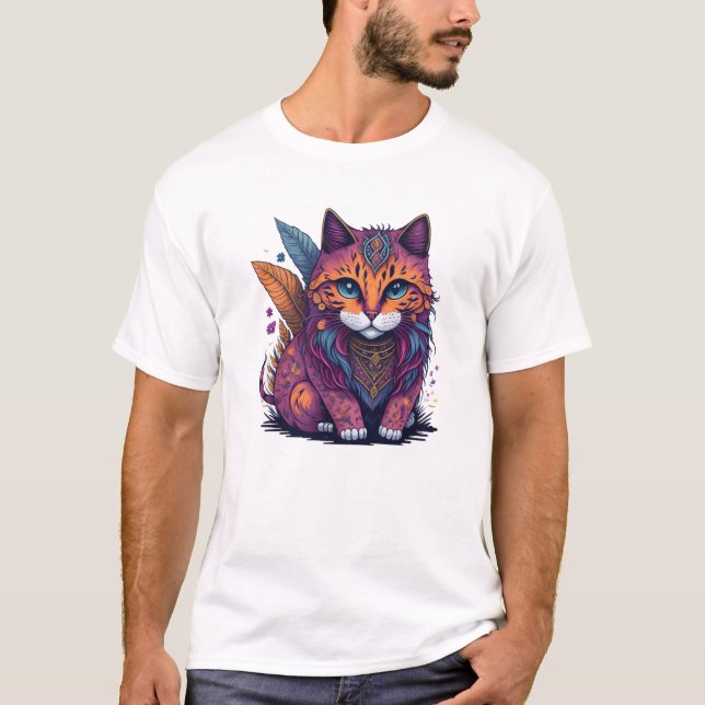 Camiseta Magic IllustrationWatercolor Cat Boho Cat Watercol (Anverso)