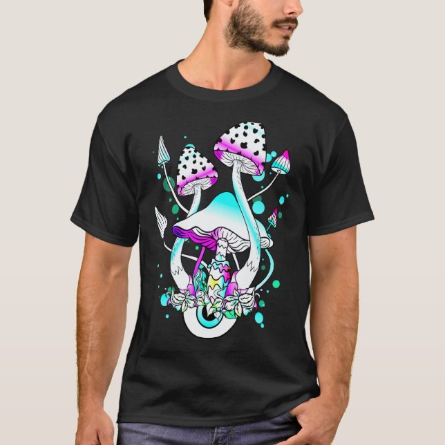 Camiseta Magic Mushrooms Psychedelic White Mushroom Eyes Ar (Anverso)