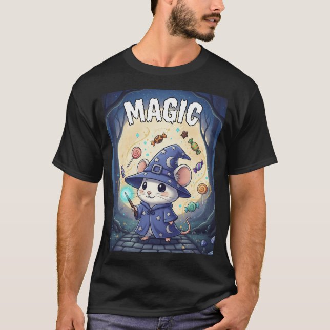 Camiseta Magic – Ratón Mago Halloween TinyFur Tee (Anverso)