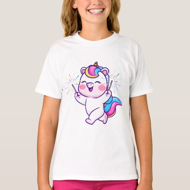 Camiseta Mágica celebración de unicornio - Chicas astutos y (Anverso)