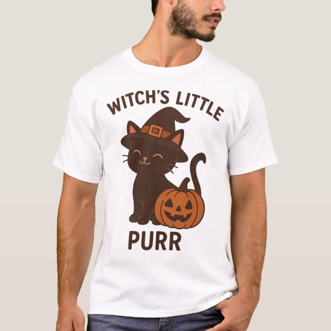 Camiseta Mágica de gato negro - Pequeño púrpura de bruja (Anverso)