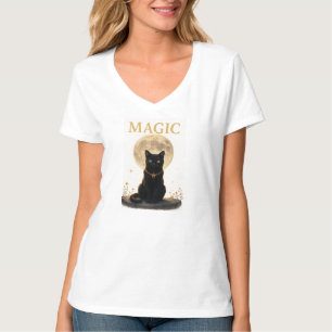 Camiseta MÁGICA - Diseño místico de gato negro y luna llena