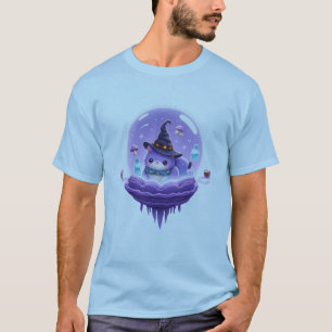 Camiseta Mágica Kawaii Bola de Cristal Gato Bruja