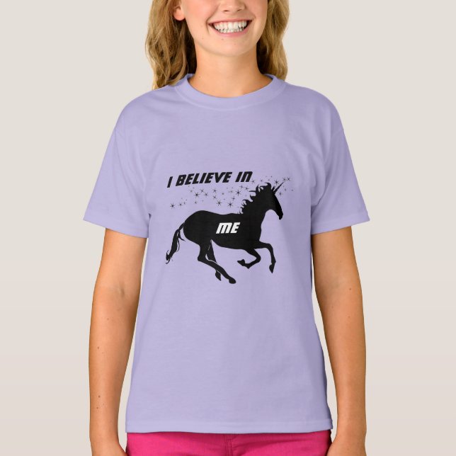 Camiseta Magical Cute Unicornio Que Creo En Mí, Púrpura Neg (Anverso)