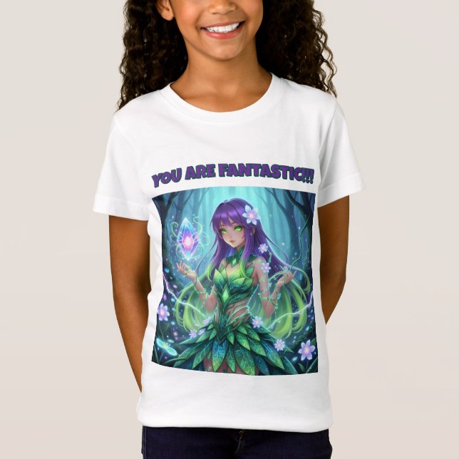 Camiseta Magical Cyber Forest Fairy Girl T-Shirt for Kids (Anverso)