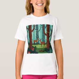Camiseta Magical forest scene with two reindeer