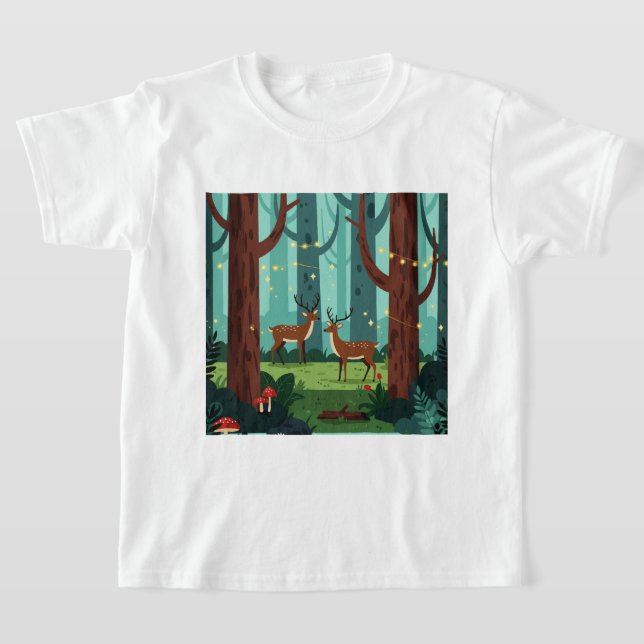 Camiseta Magical forest scene with two reindeer (Distribución)