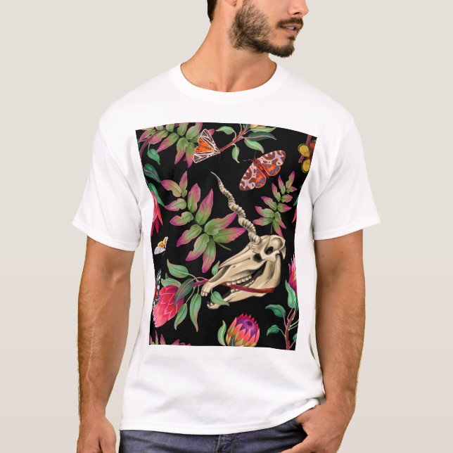Camiseta Magical Forest Unicorn Dark Pattern. (Anverso)