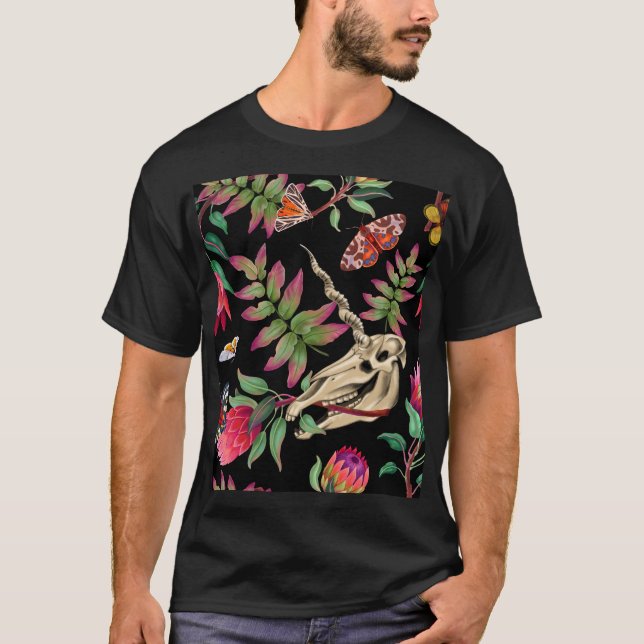 Camiseta Magical Forest Unicorn Dark Pattern. (Anverso)