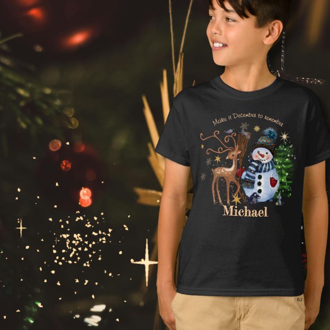 Camiseta Magical Navidades de amigos de Woodland camisan pa (Magical Woodland Friends Christmas Shirt for Boys )