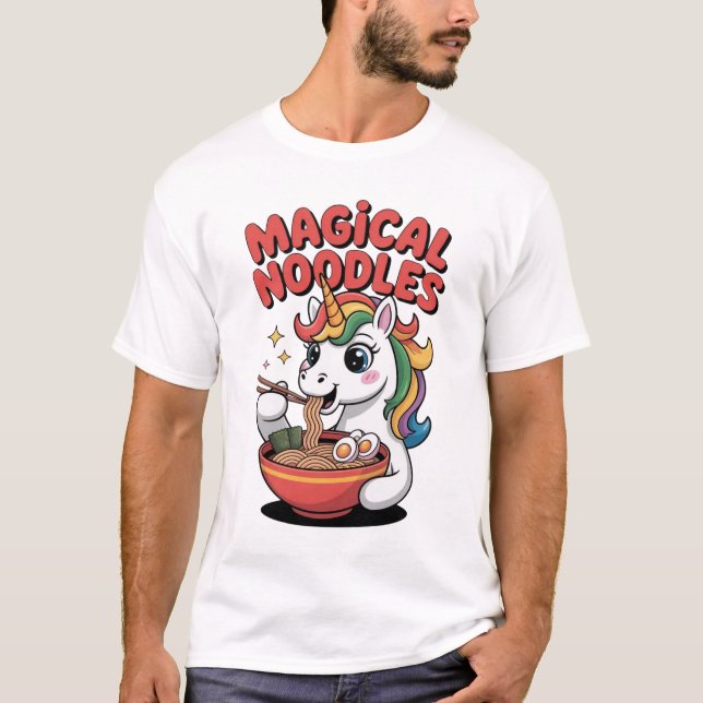 Camiseta Magical Noodles Unicorn Ramen Lover Kawaii (Anverso)
