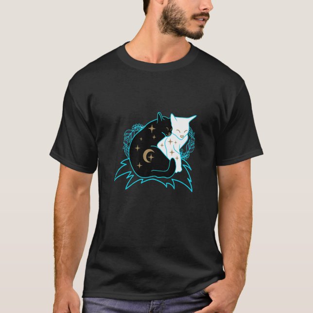 Camiseta Magical Pareja De Gato Místico Yin Yang Decoración (Anverso)