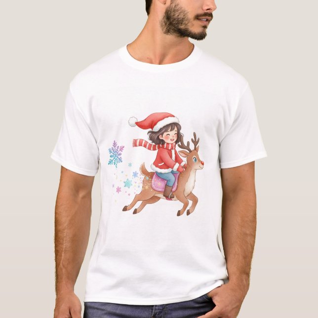 Camiseta Magical Reindeer Ride Christmas T-Shirt. (Anverso)