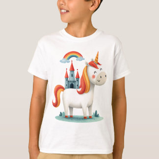 Camiseta Magical Unicorn with Castle and Rainbow – Cute Kid