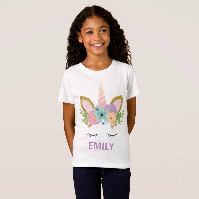 Camiseta Magical Unicornio purpurina de nombre personalizad (Anverso completo)