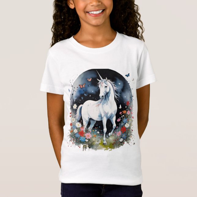 Camiseta Magical White Unicorn In A Night Garden (Anverso)