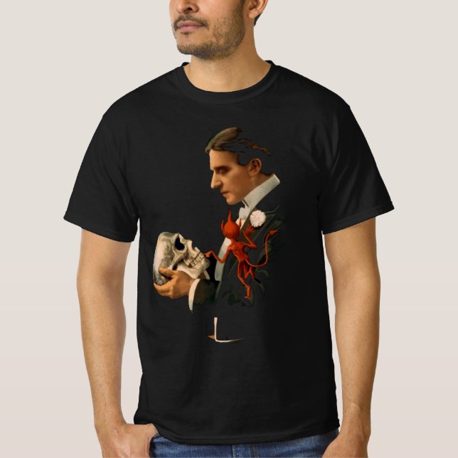 Camiseta Magician vintage, Thurston sosteniendo un cráneo h (Anverso)