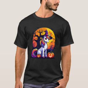 Camiseta Magico Unicornio Halloween Calabaza Bruja Divertid