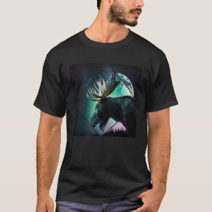 Camiseta Magnífica luna de alce luz de la luz del norte sca