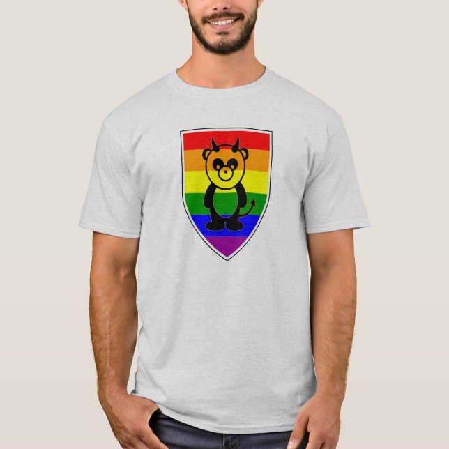 Camiseta Magnífica panda gay oso en bandera arco iris (Anverso)