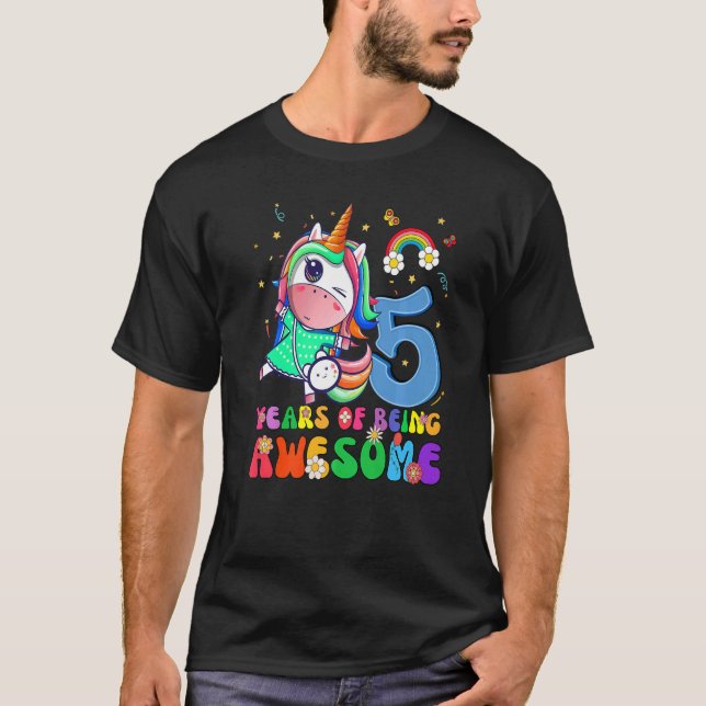 Camiseta Magnífica princesa Unicornio cumpleaños Chica de 5 (Anverso)