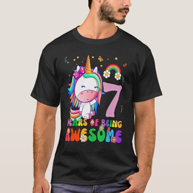 Camiseta Magnífica princesa Unicornio Cumpleaños Chica de 7 (Anverso)