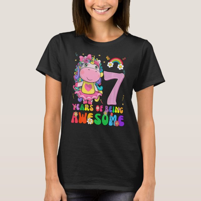 Camiseta Magnífica princesa Unicornio Cumpleaños Chica de 7 (Anverso)