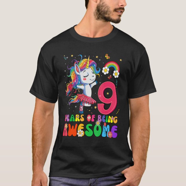 Camiseta Magnífica princesa Unicornio Cumpleaños Chica de 9 (Anverso)