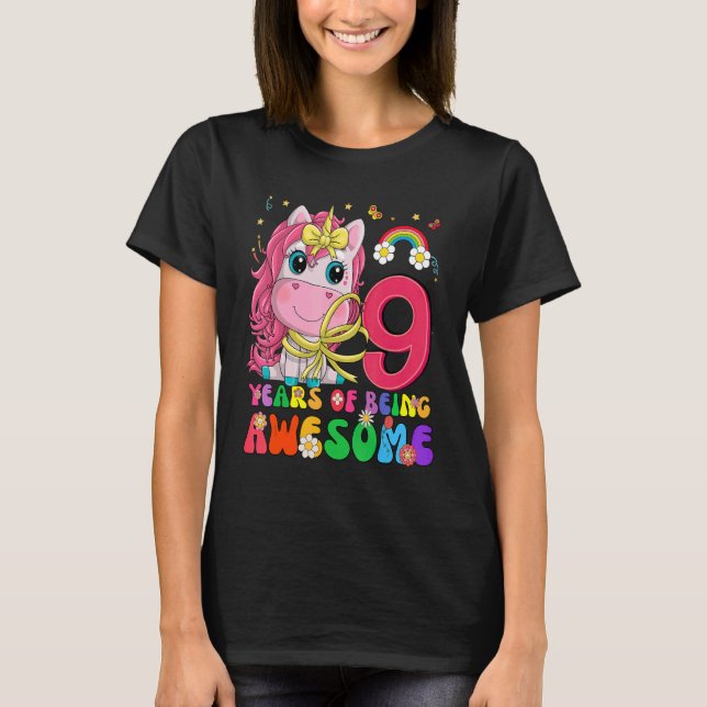 Camiseta Magnífica princesa Unicornio Cumpleaños Chica de 9 (Anverso)