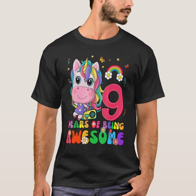 Camiseta Magnífica princesa Unicornio Cumpleaños Chica de 9 (Anverso)