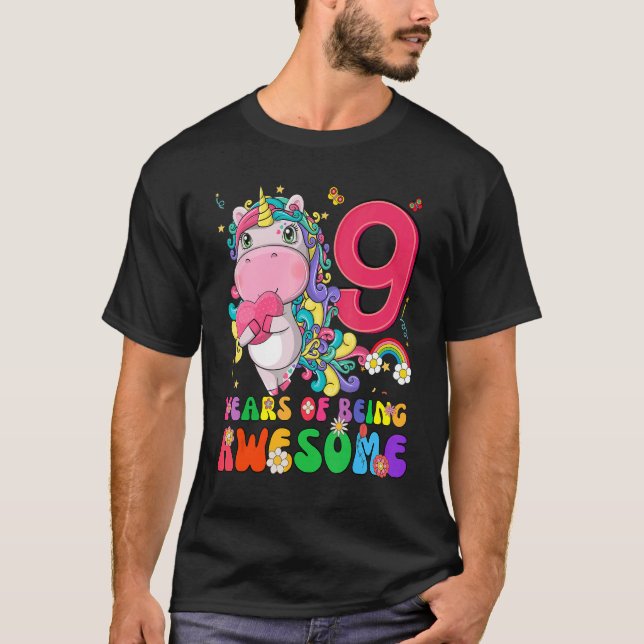 Camiseta Magnífica princesa Unicornio Cumpleaños Chica de 9 (Anverso)