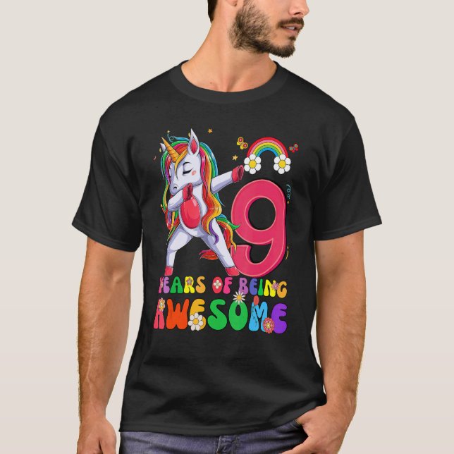 Camiseta Magnífica princesa Unicornio Cumpleaños Chica de 9 (Anverso)
