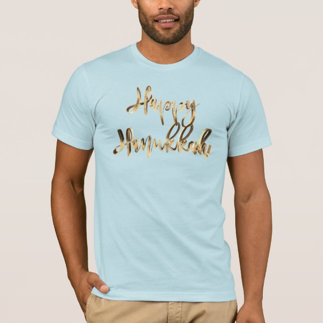 Camiseta Magnífica tipografía de oro Faux Hanukkah (Anverso)