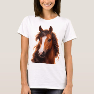 Camiseta Magnífico caballo marrón con estrella blanca