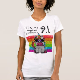 Camiseta Magnífico Día de Cumpleaños del Purpurina Rainbow 