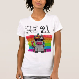 Camiseta Magnífico Día de Cumpleaños del Purpurina Rainbow