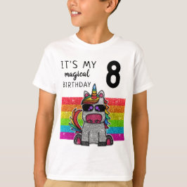 Camiseta Magnífico Día de Cumpleaños del Purpurina Rainbow 
