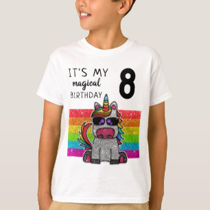 Camiseta Magnífico Día de Cumpleaños del Purpurina Rainbow 