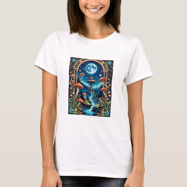 Camiseta Magnífico Mushroom Fantasy Moonlit Forest (Anverso)