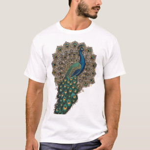 Camiseta Magnífico pavo real con abanico de plumas intrinca