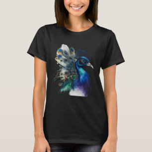 Camiseta magnífico pavo real majestuoso bajo la luz de la l