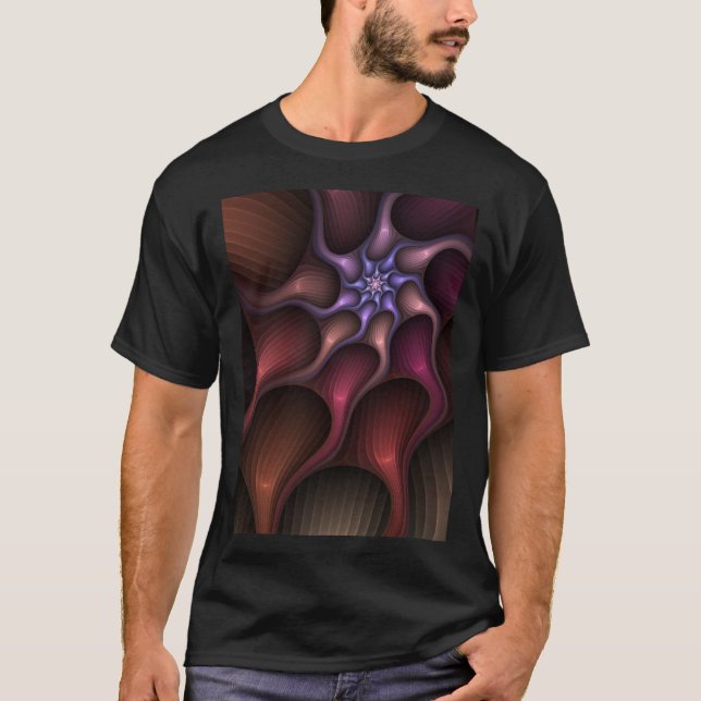 Camiseta Magnífico Resumen Brillante Fractal a rayas (Anverso)