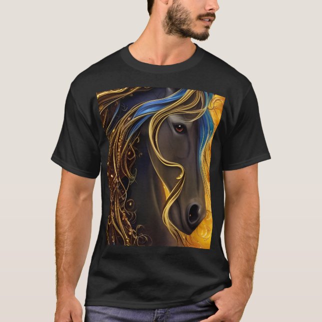 Camiseta Magnífico tríptico oscuro de caballos (Anverso)
